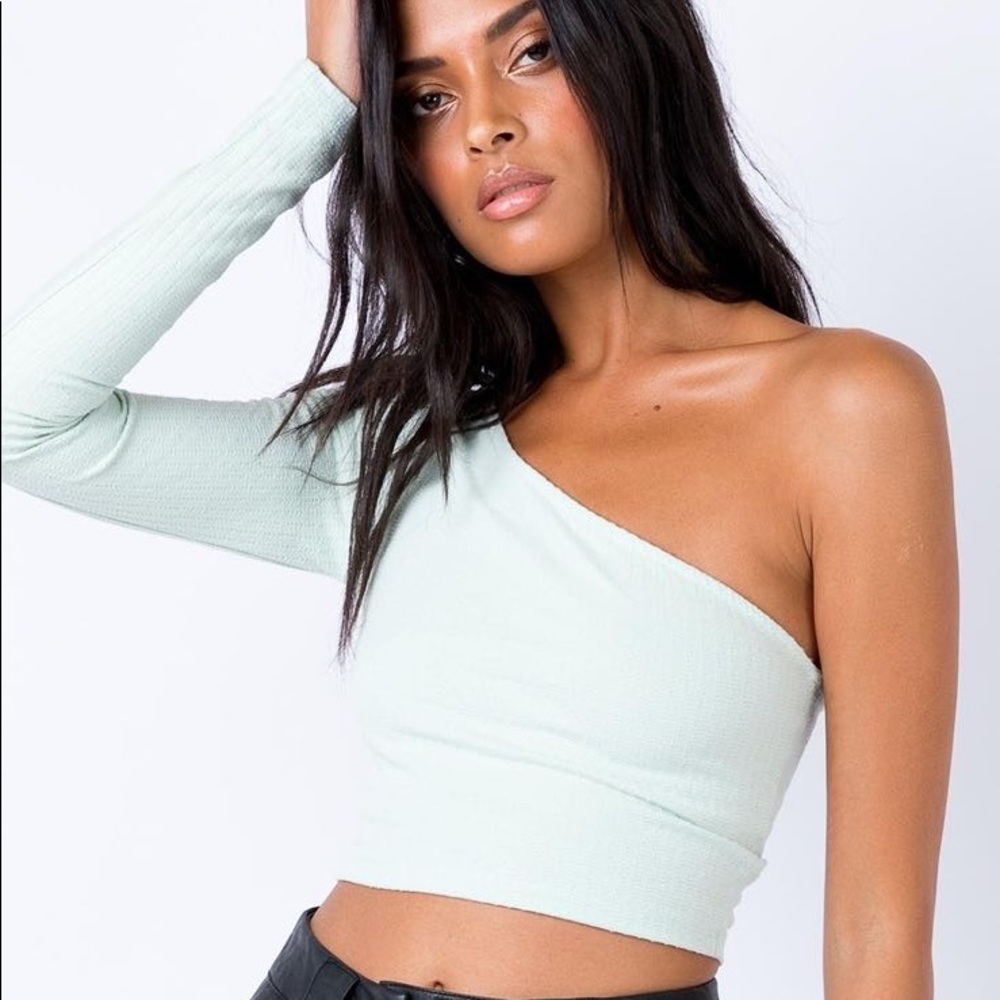 Princess Polly One-shoulder Long Sleeve Crop Top
